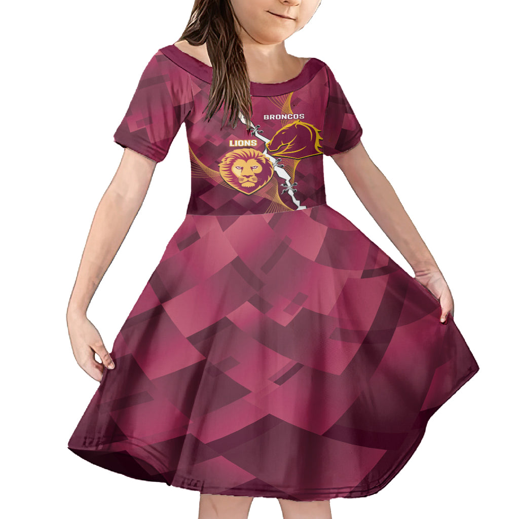 Personalised Lions Football And Broncos Rugby Kid Short Sleeve Dress Sporty Version