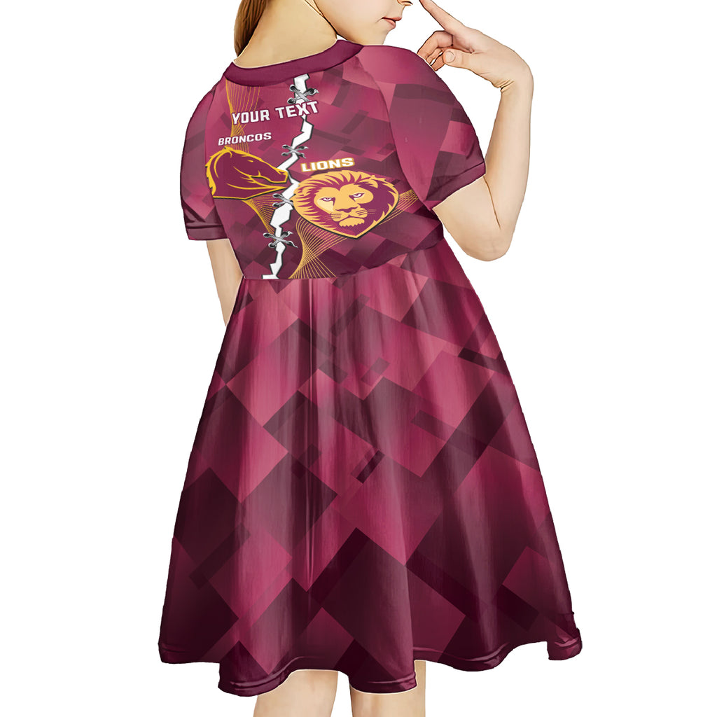 Personalised Lions Football And Broncos Rugby Kid Short Sleeve Dress Sporty Version