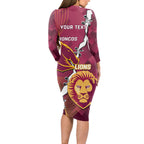 Personalised Lions Football And Broncos Rugby Long Sleeve Bodycon Dress Sporty Version