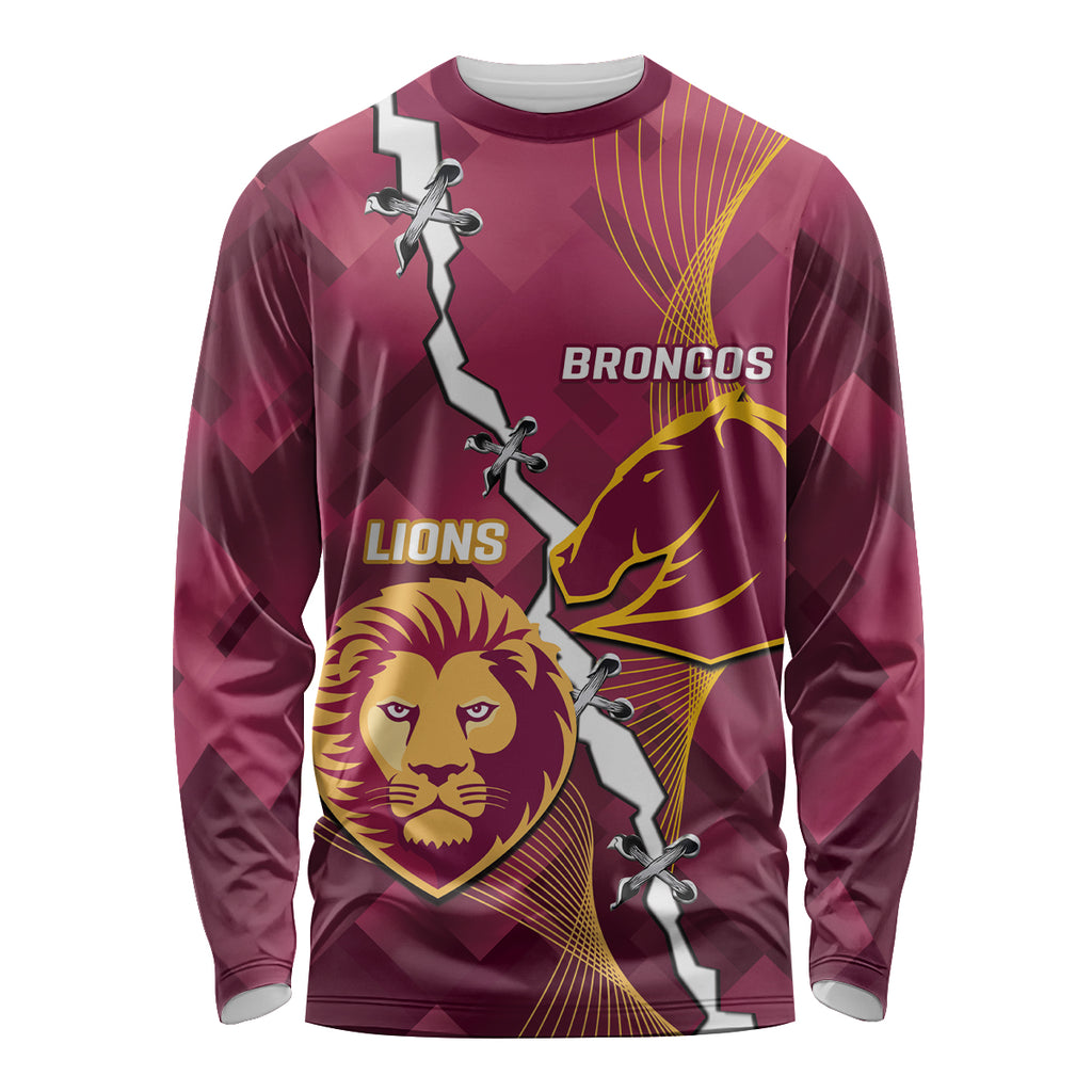 Personalised Lions Football And Broncos Rugby Long Sleeve Shirt Sporty Version