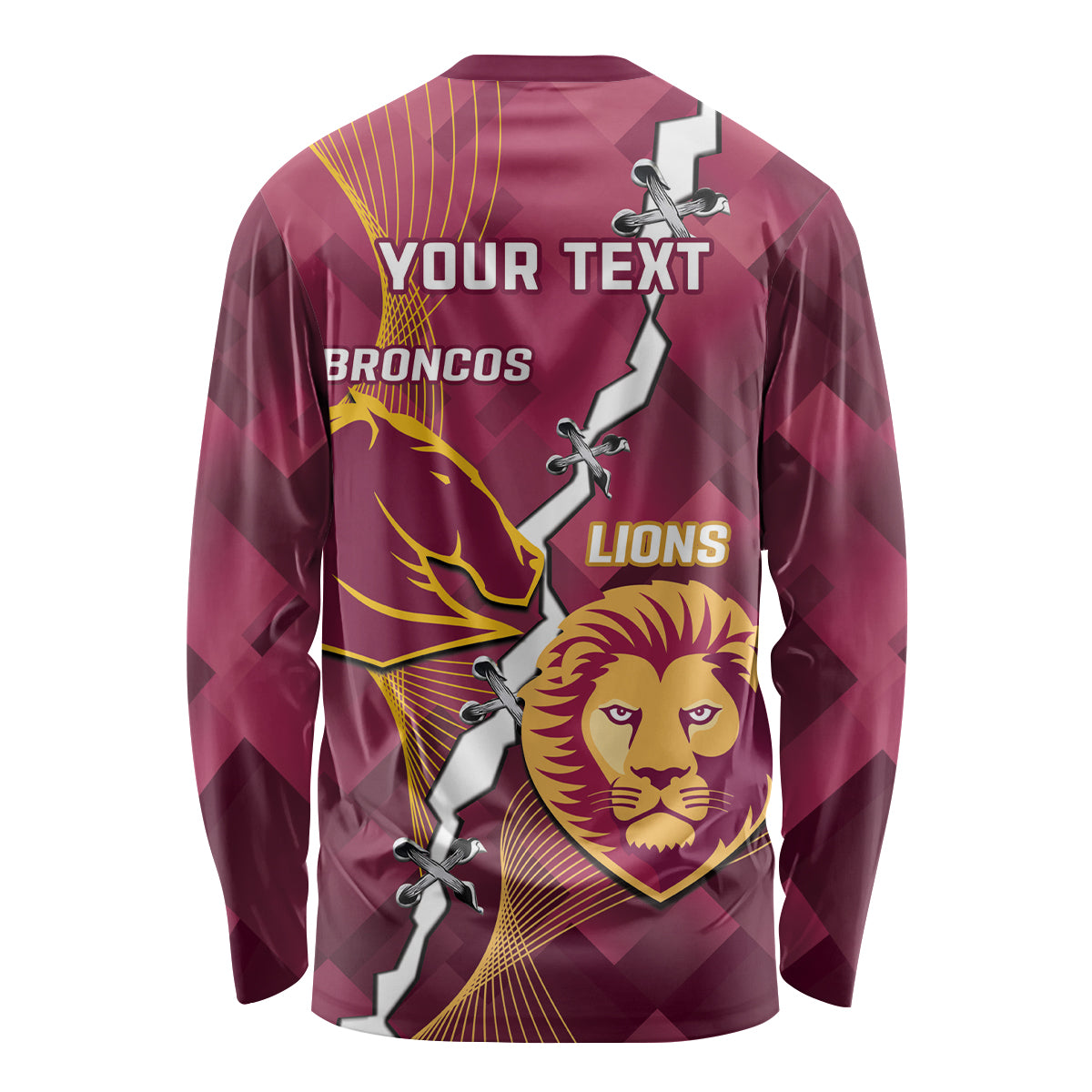 Personalised Lions Football And Broncos Rugby Long Sleeve Shirt Sporty Version