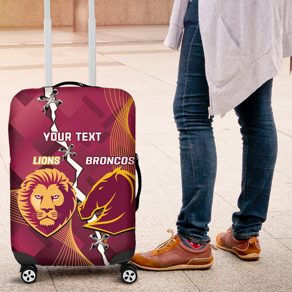Personalised Lions Football And Broncos Rugby Luggage Cover Sporty Version