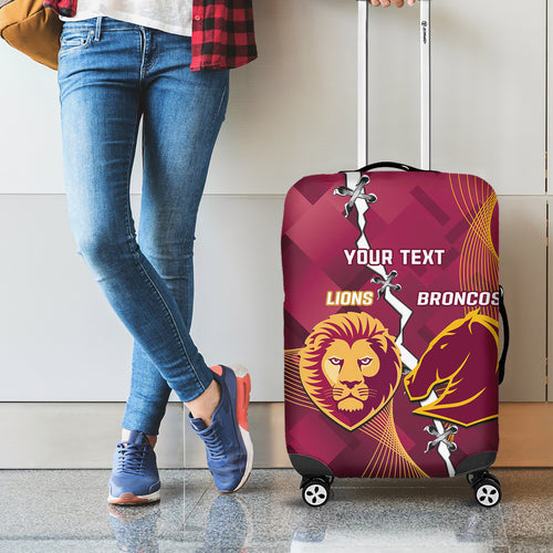 Personalised Lions Football And Broncos Rugby Luggage Cover Sporty Version