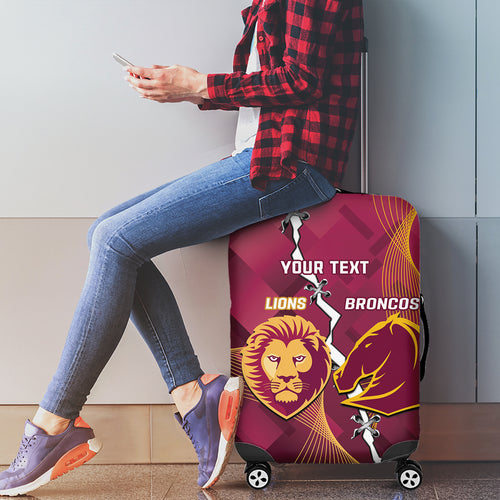 Personalised Lions Football And Broncos Rugby Luggage Cover Sporty Version