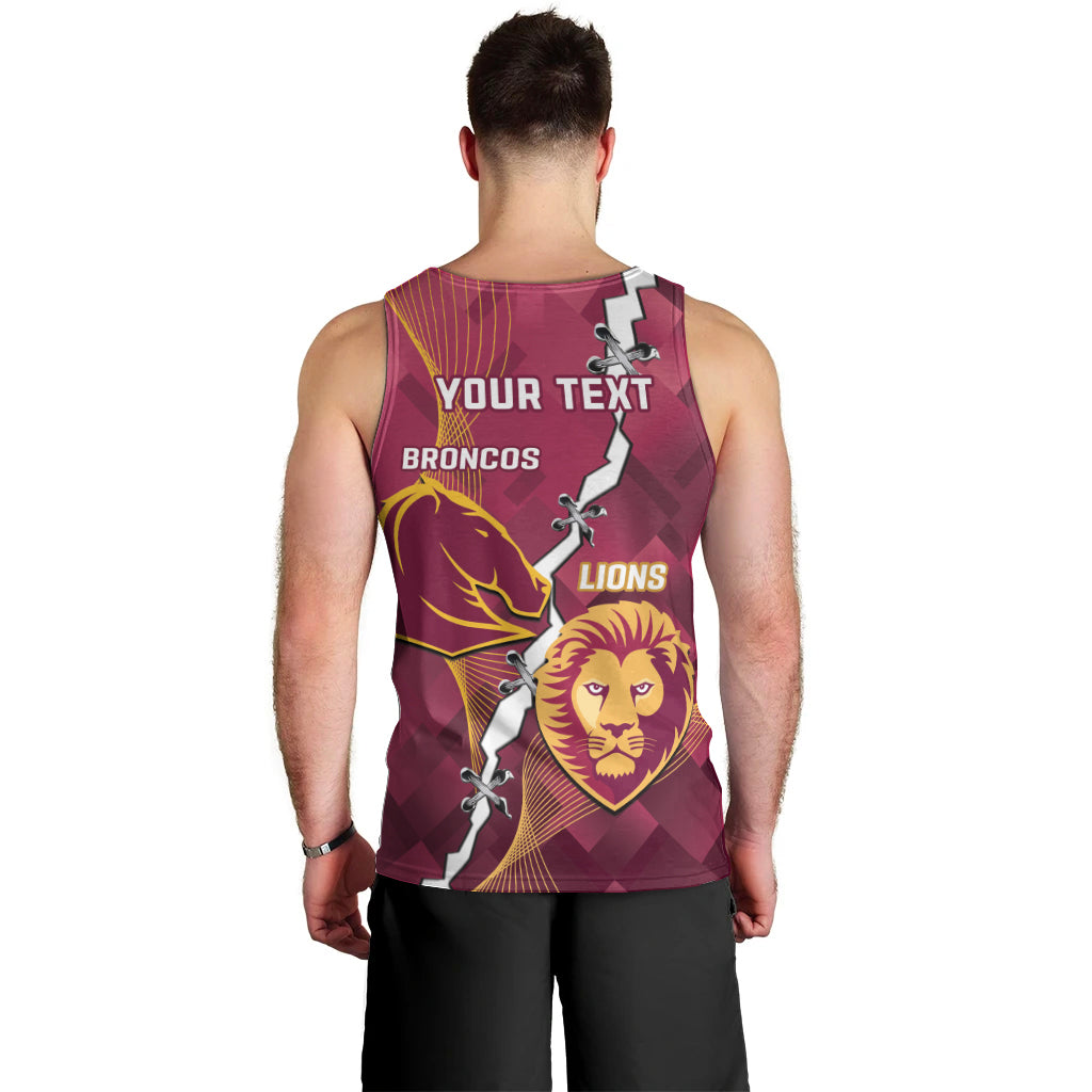 Personalised Lions Football And Broncos Rugby Men Tank Top Sporty Version
