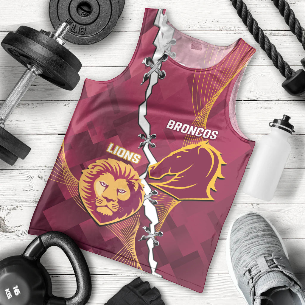 Personalised Lions Football And Broncos Rugby Men Tank Top Sporty Version