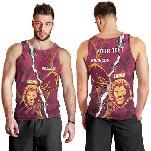 Personalised Lions Football And Broncos Rugby Men Tank Top Sporty Version