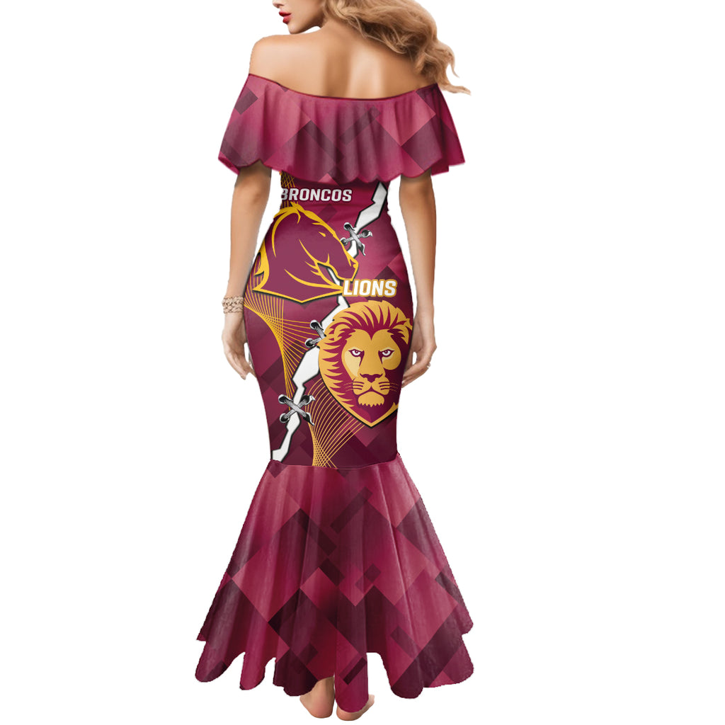 Personalised Lions Football And Broncos Rugby Mermaid Dress Sporty Version