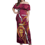 Personalised Lions Football And Broncos Rugby Off Shoulder Maxi Dress Sporty Version