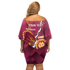 Personalised Lions Football And Broncos Rugby Off Shoulder Short Dress Sporty Version