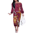 Personalised Lions Football And Broncos Rugby Off The Shoulder Long Sleeve Dress Sporty Version
