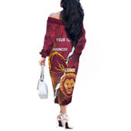 Personalised Lions Football And Broncos Rugby Off The Shoulder Long Sleeve Dress Sporty Version