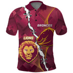 Personalised Lions Football And Broncos Rugby Polo Shirt Sporty Version