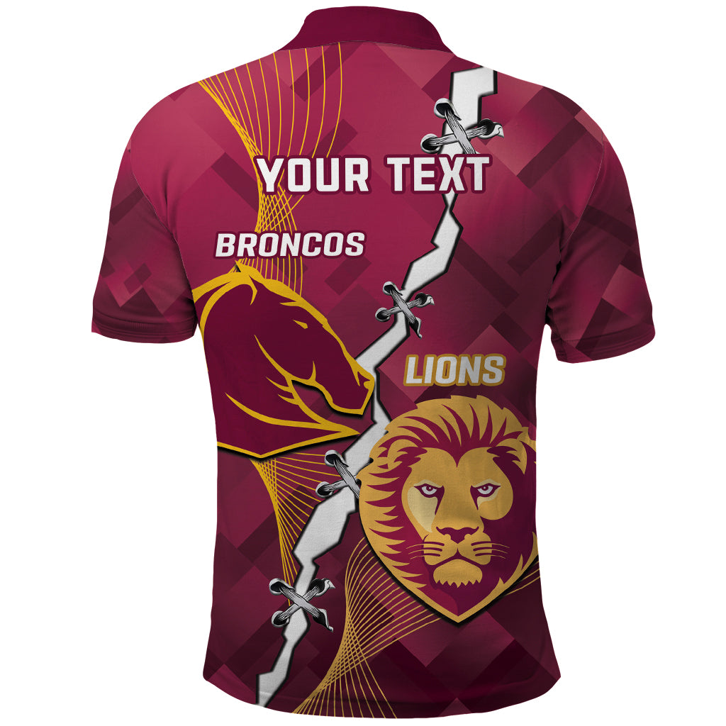 Personalised Lions Football And Broncos Rugby Polo Shirt Sporty Version