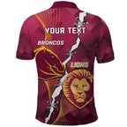 Personalised Lions Football And Broncos Rugby Polo Shirt Sporty Version