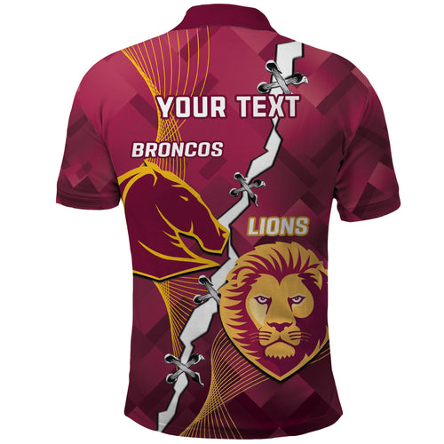 Personalised Lions Football And Broncos Rugby Polo Shirt Sporty Version