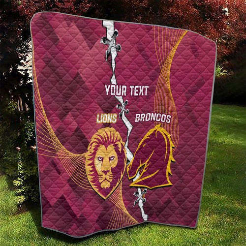 Personalised Lions Football And Broncos Rugby Quilt Sporty Version