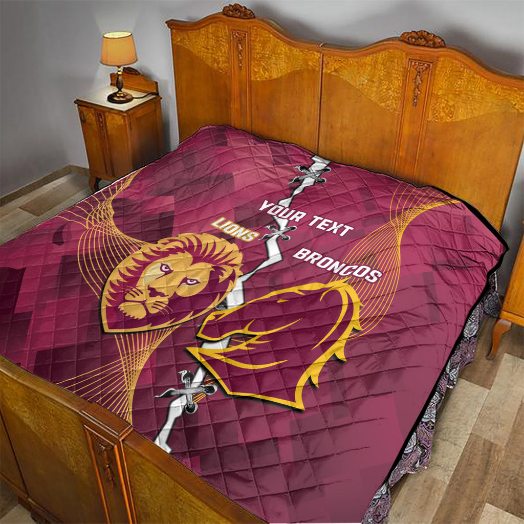Personalised Lions Football And Broncos Rugby Quilt Sporty Version