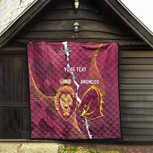 Personalised Lions Football And Broncos Rugby Quilt Sporty Version