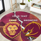 Personalised Lions Football And Broncos Rugby Round Carpet Sporty Version