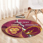 Personalised Lions Football And Broncos Rugby Round Carpet Sporty Version