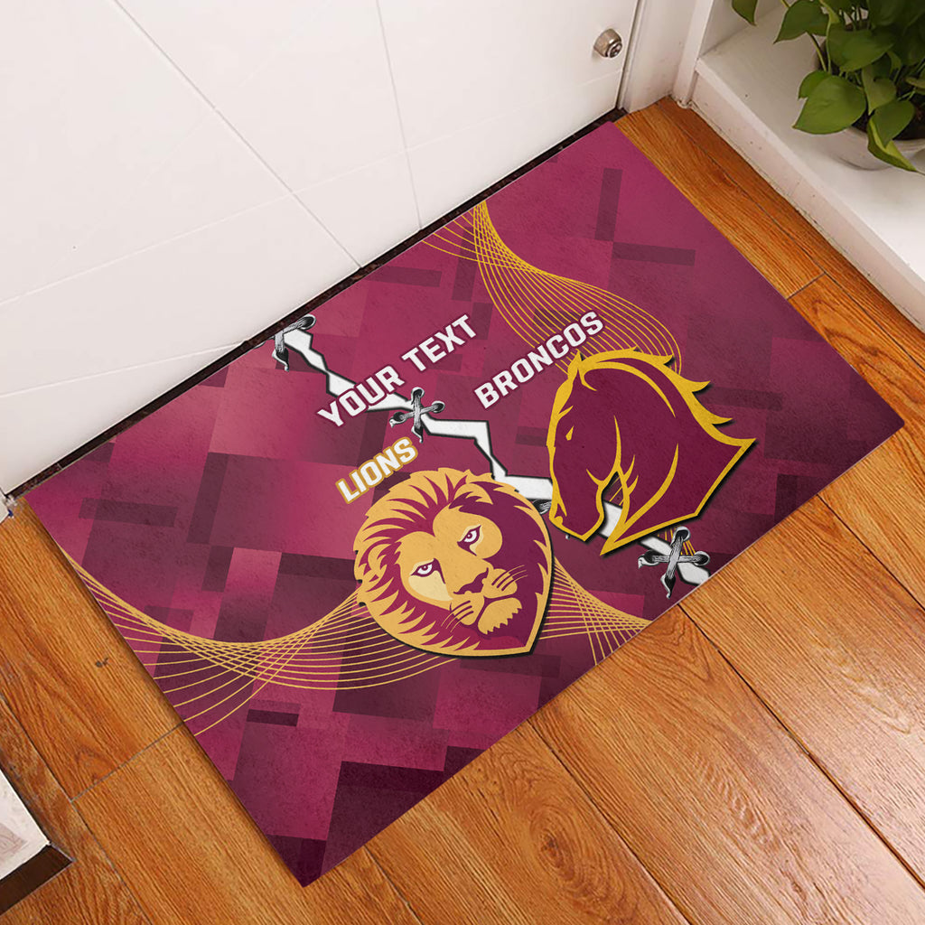 Personalised Lions Football And Broncos Rugby Rubber Doormat Sporty Version