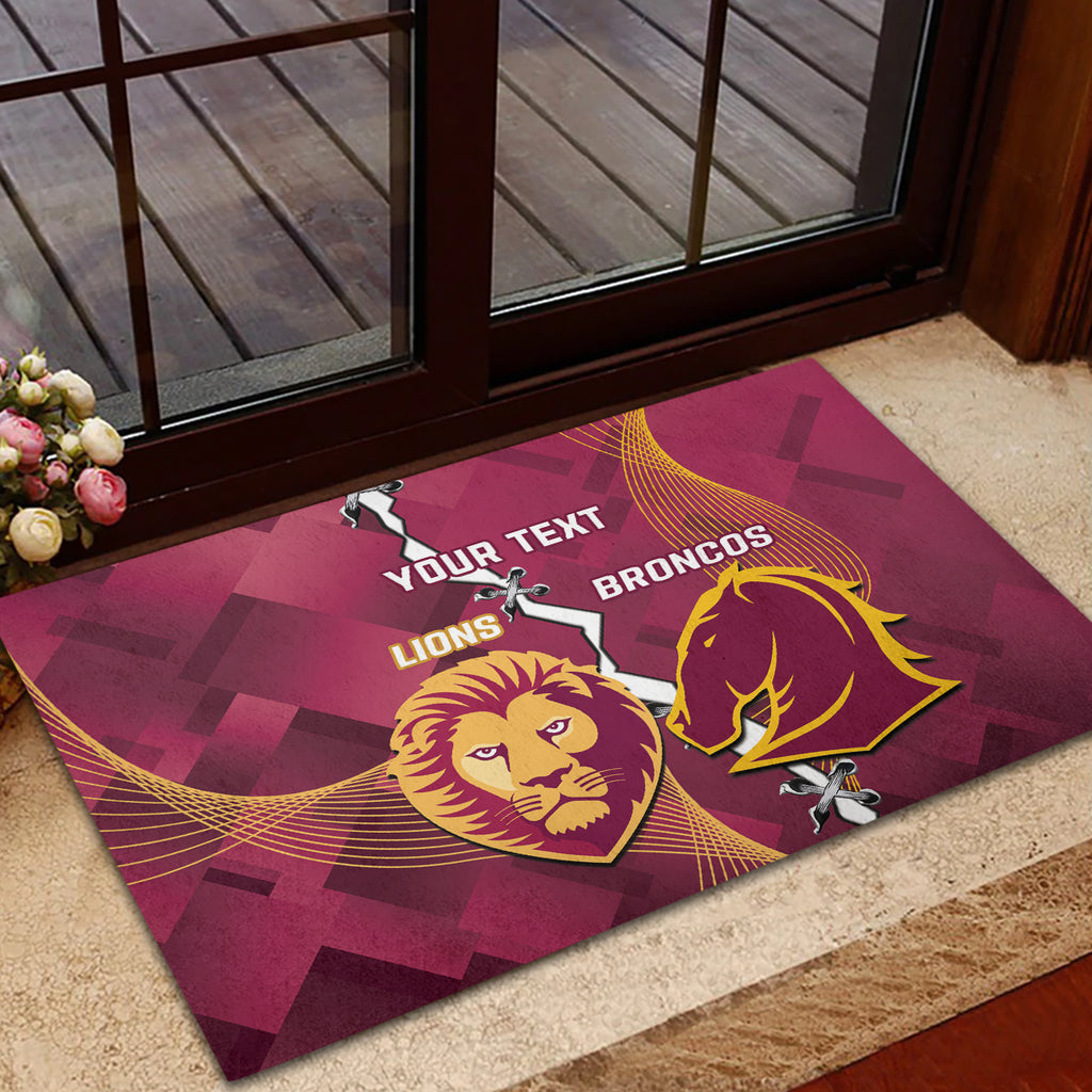 Personalised Lions Football And Broncos Rugby Rubber Doormat Sporty Version