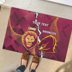 Personalised Lions Football And Broncos Rugby Rubber Doormat Sporty Version