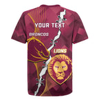 Personalised Lions Football And Broncos Rugby Rugby Jersey Sporty Version