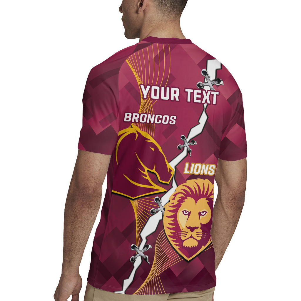 Personalised Lions Football And Broncos Rugby Rugby Jersey Sporty Version