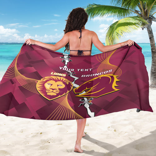 Personalised Lions Football And Broncos Rugby Sarong Sporty Version