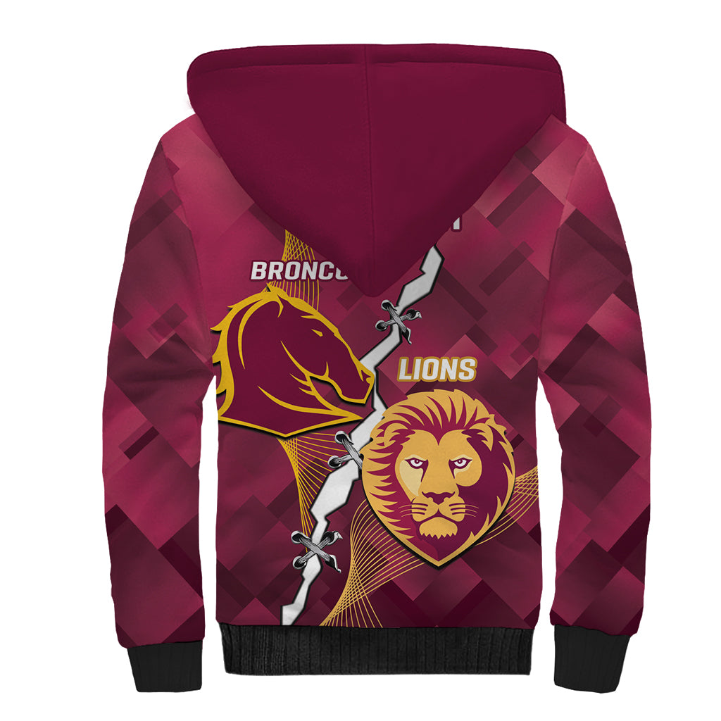 Personalised Lions Football And Broncos Rugby Sherpa Hoodie Sporty Version