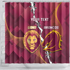 Personalised Lions Football And Broncos Rugby Shower Curtain Sporty Version