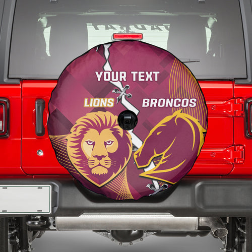 Personalised Lions Football And Broncos Rugby Spare Tire Cover Sporty Version