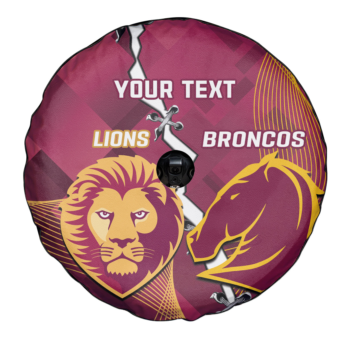 Personalised Lions Football And Broncos Rugby Spare Tire Cover Sporty Version