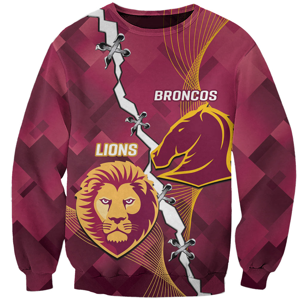Personalised Lions Football And Broncos Rugby Sweatshirt Sporty Version