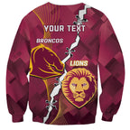 Personalised Lions Football And Broncos Rugby Sweatshirt Sporty Version