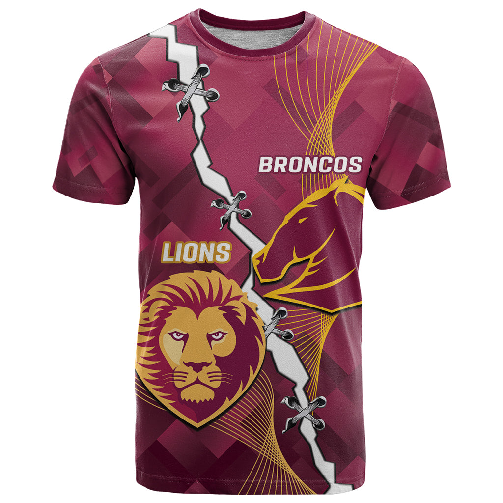 Personalised Lions Football And Broncos Rugby T Shirt Sporty Version