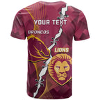 Personalised Lions Football And Broncos Rugby T Shirt Sporty Version