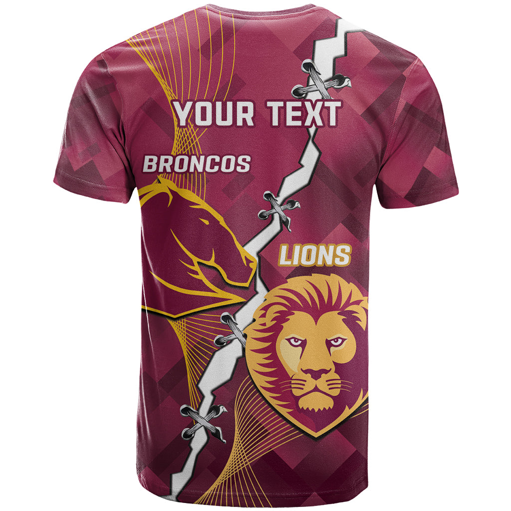Personalised Lions Football And Broncos Rugby T Shirt Sporty Version