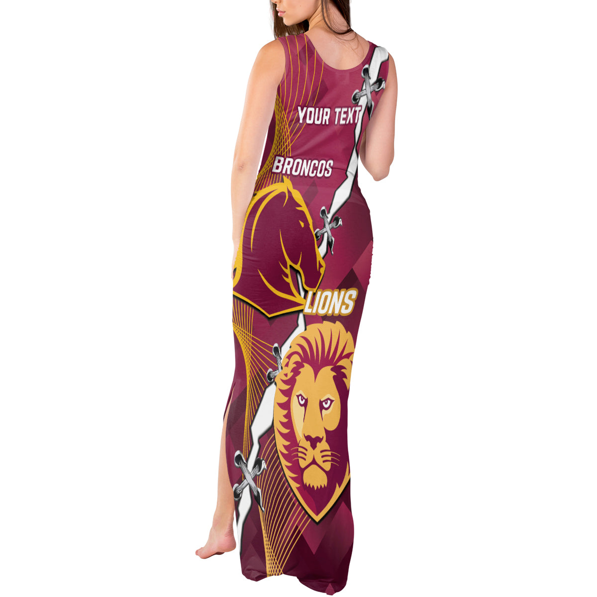 Personalised Lions Football And Broncos Rugby Tank Maxi Dress Sporty Version