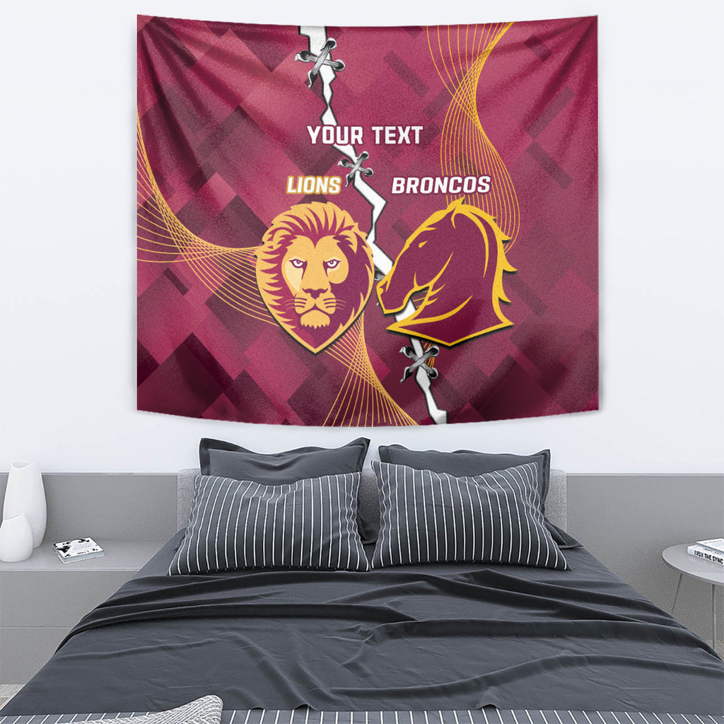 Personalised Lions Football And Broncos Rugby Tapestry Sporty Version