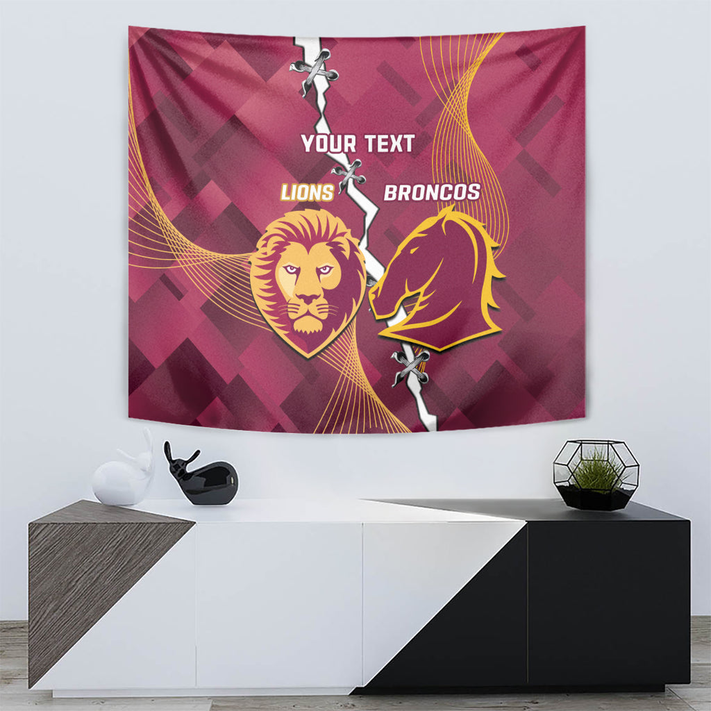 Personalised Lions Football And Broncos Rugby Tapestry Sporty Version