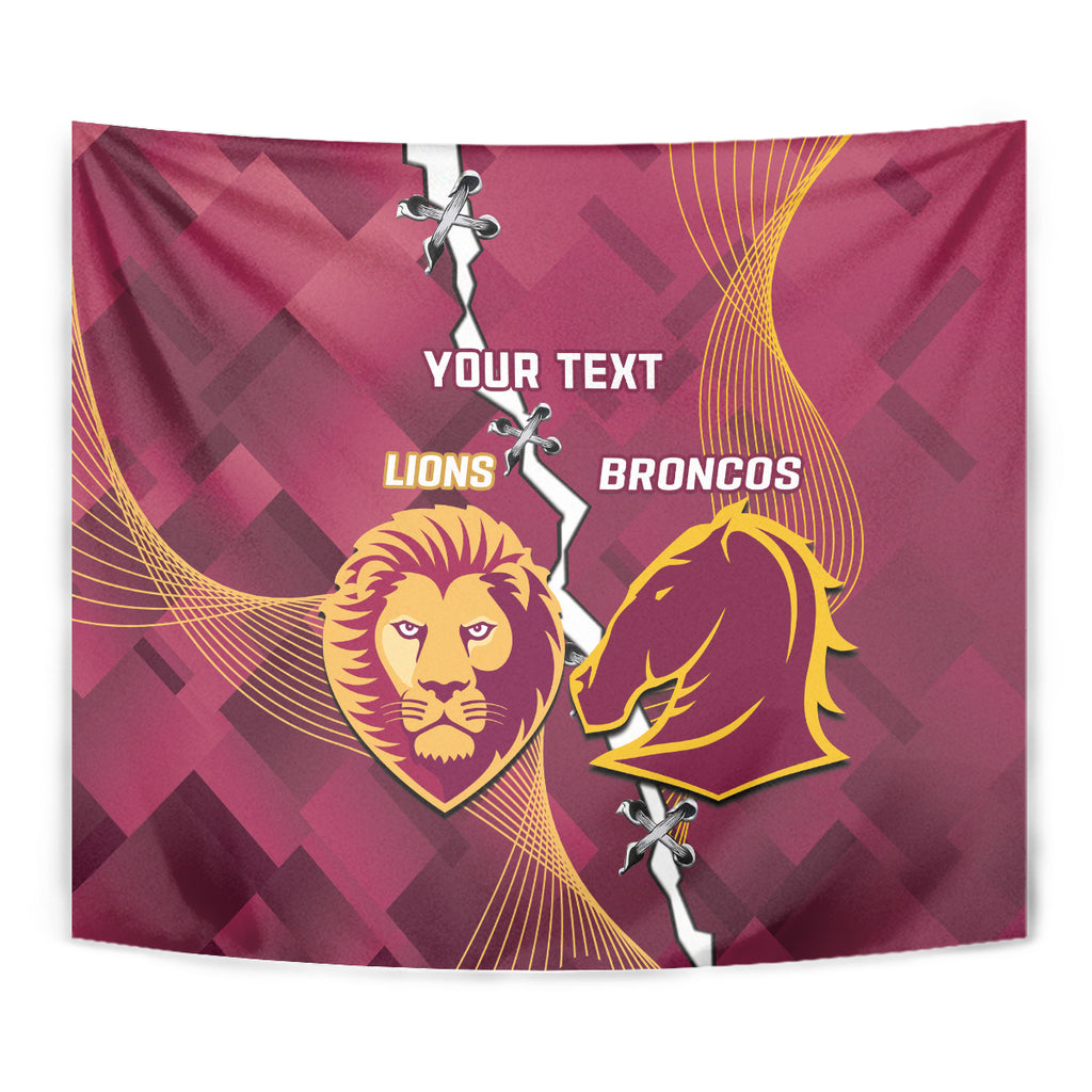 Personalised Lions Football And Broncos Rugby Tapestry Sporty Version