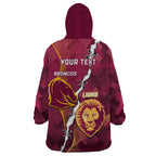 Personalised Lions Football And Broncos Rugby Wearable Blanket Hoodie Sporty Version