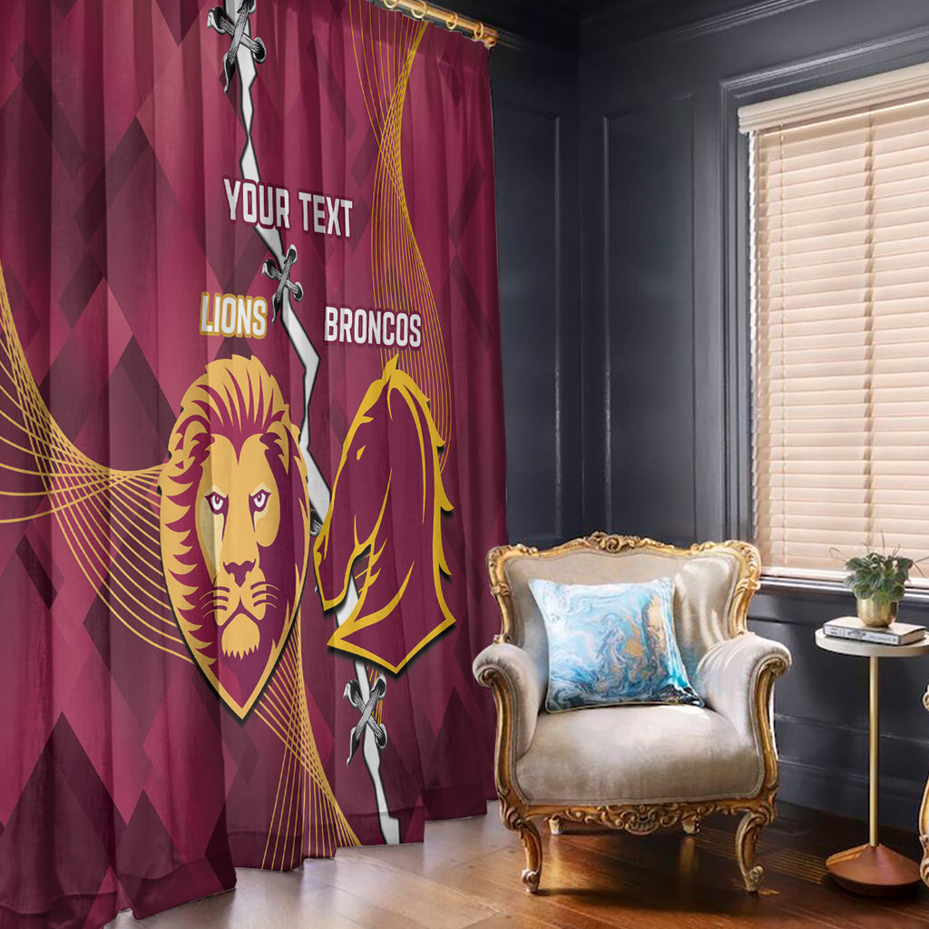 Personalised Lions Football And Broncos Rugby Window Curtain Sporty Version