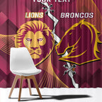 Personalised Lions Football And Broncos Rugby Window Curtain Sporty Version