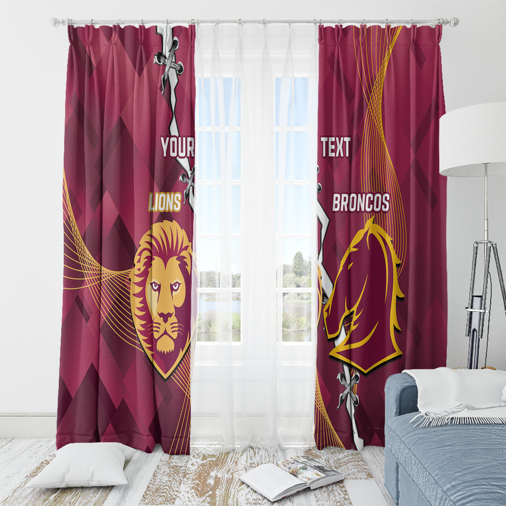Personalised Lions Football And Broncos Rugby Window Curtain Sporty Version