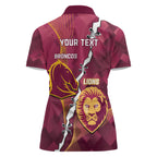 Personalised Lions Football And Broncos Rugby Women Polo Shirt Sporty Version