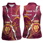 Personalised Lions Football And Broncos Rugby Women Sleeveless Polo Shirt Sporty Version